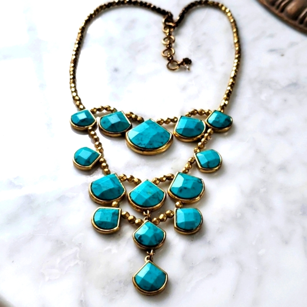 Lucky Brand Turquoise Colored Statement Necklace.
